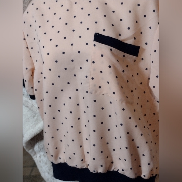 Robert James Top Light Pink and Black Polka Dots Size Small/Med. - Picture 2 of 7